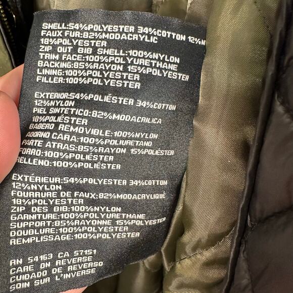 Guess Women’s Faux Fur Trim Convertible Parka Winter Coat in Green Size XXL - Picture 11 of 15